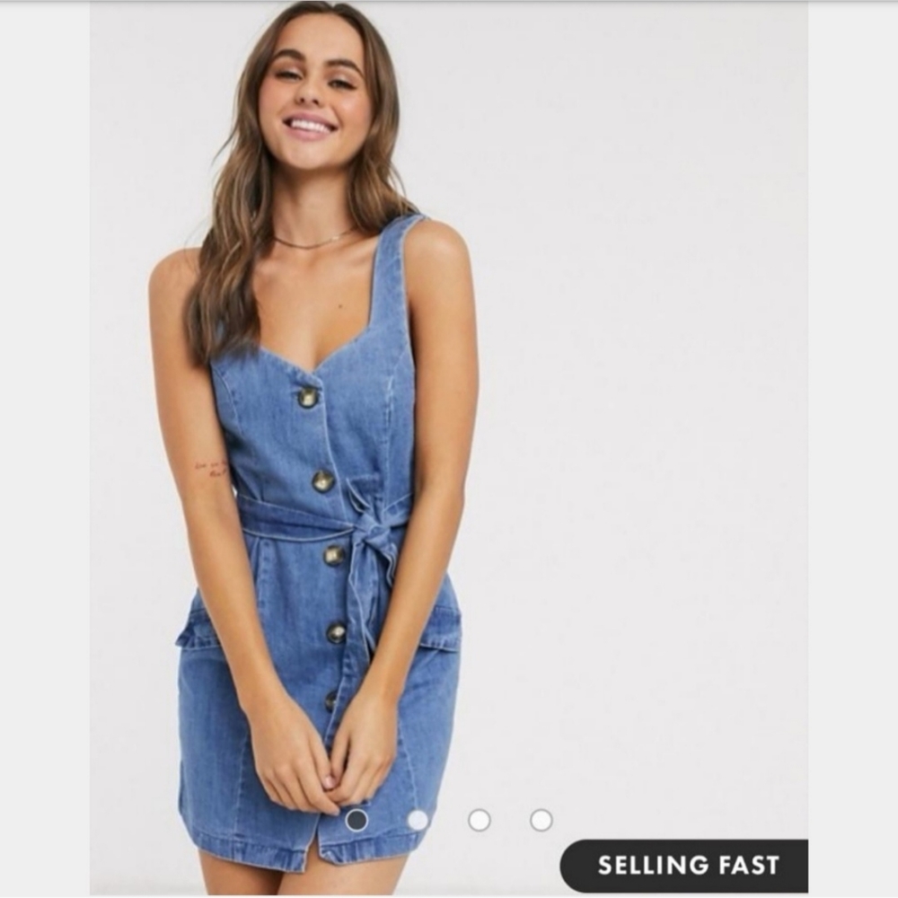 ASOS Denim Button Pinafore mini dress